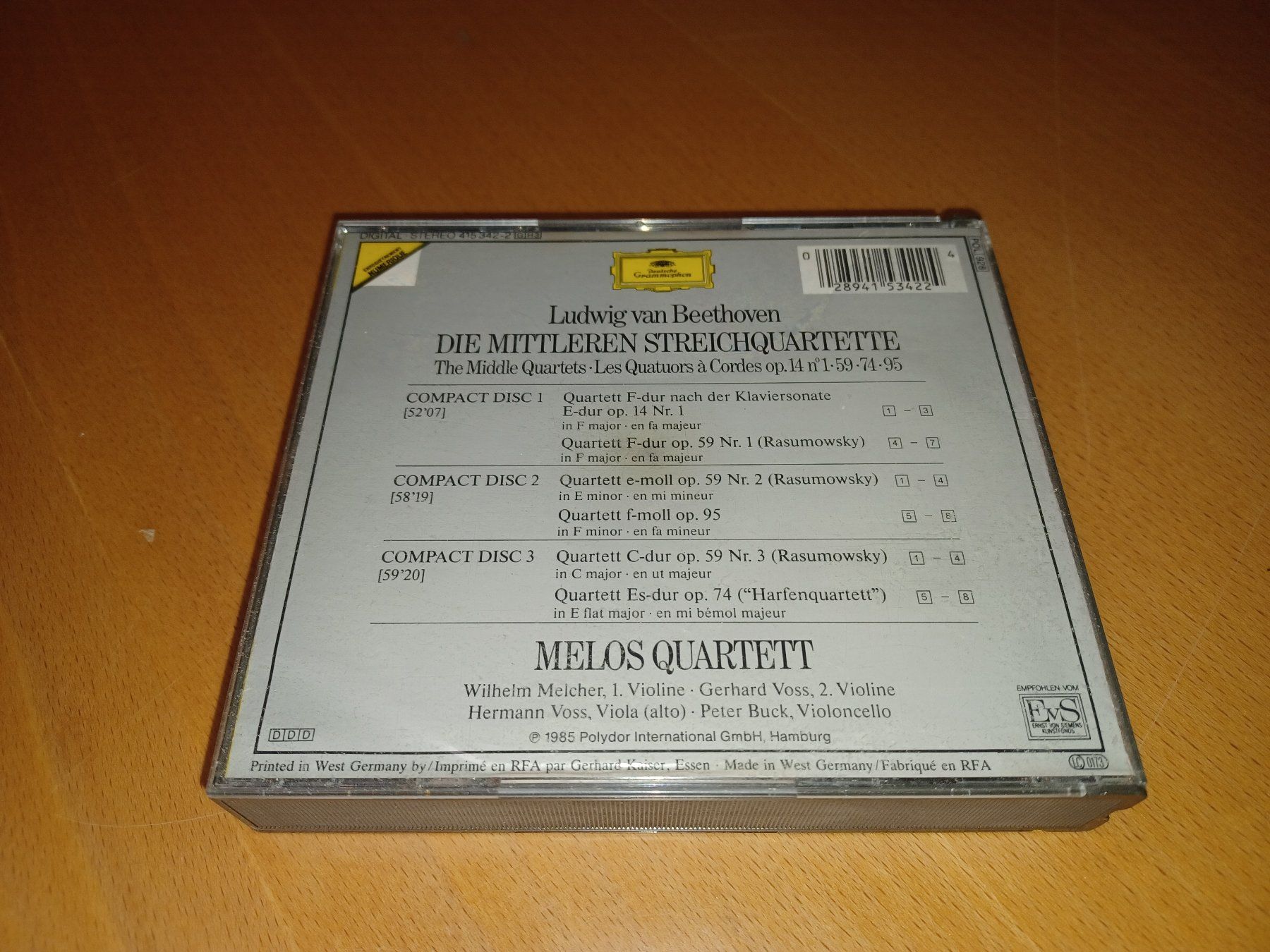 CD: CD L.v. Beethoven 'Die mittleren Streichquartette' – Nuovo e nell'imballaggio originale da Linthal venduto da Luther 1