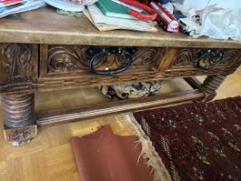 Tisch massiv Holz antik mit Schubladen Zustand gut