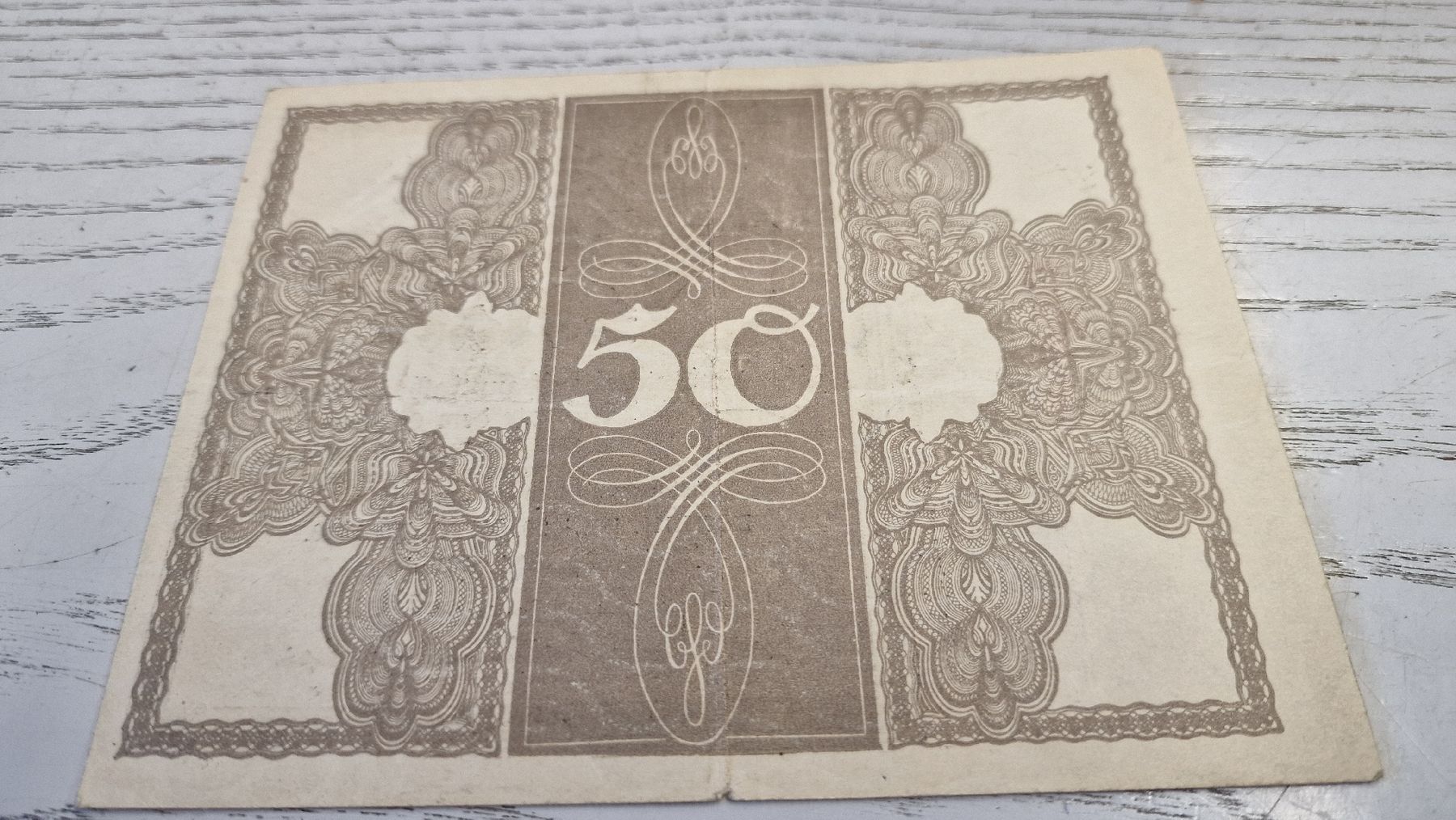 Banknoten: Seltene 50 Mark Reichsbahn-Note von 1918, top  – Gebraucht aus Herisau von MoneyisPower.AR 1