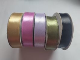 6 Rollen Satinband 18mm x 25m Neu Farben mix Set 3
