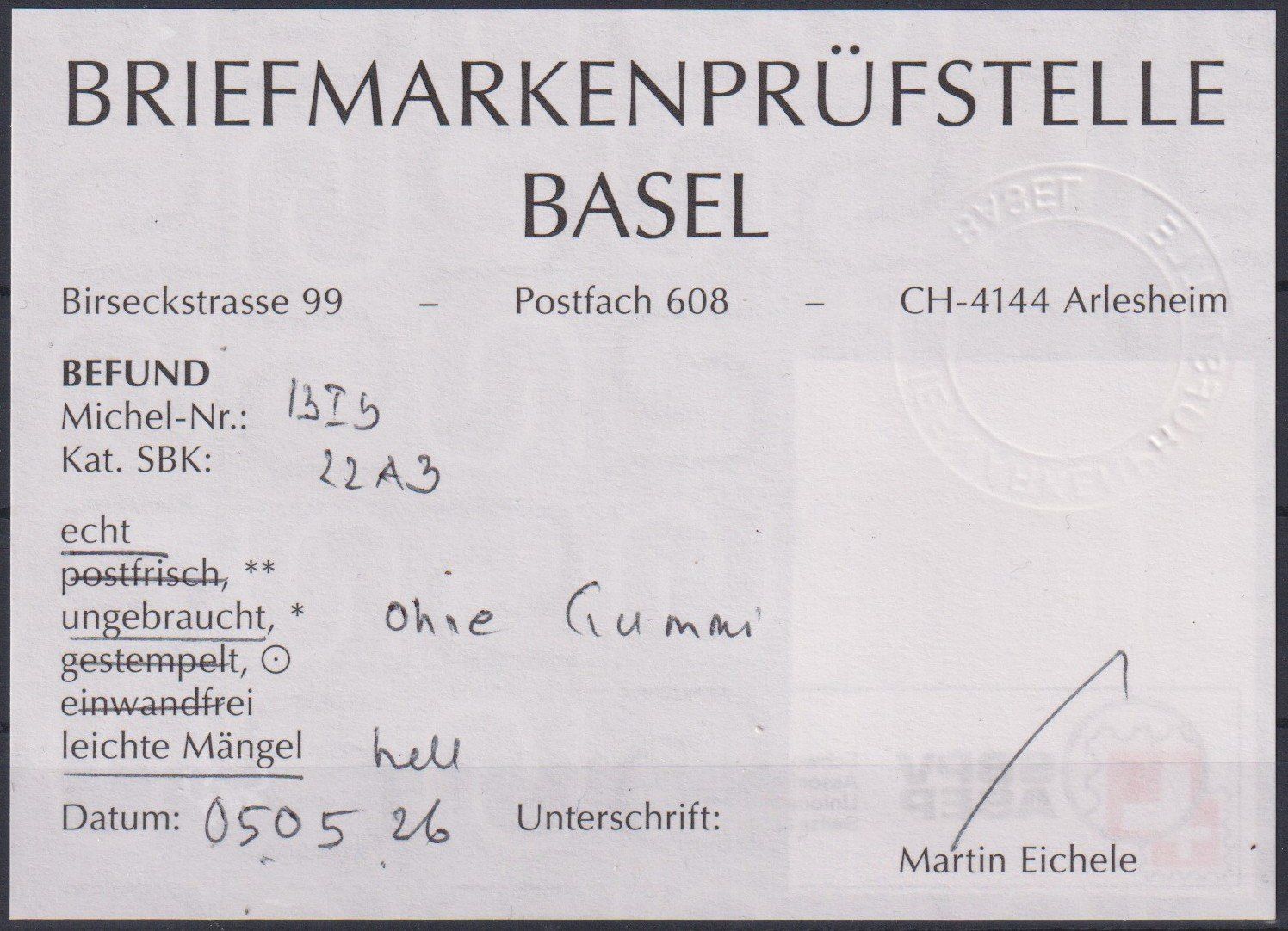 Tutti i francobolli: SUPER Strubel 22A3 ungebraucht++SBK 800.-++ Befund! – Usato da Samnaun-Compatsch venduto da Muckimu 1