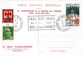 CARTE POSTALE OFFICIELLE 1969 40° ANNIVERAIRE DE LA BOURSE