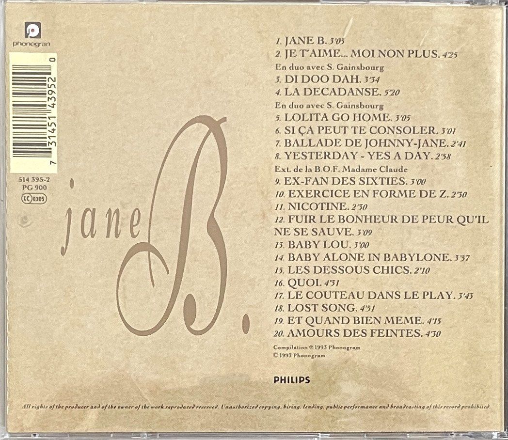 CDs: Jane Birkin - Jane B – D'occasion à Savagnier par Ne2065 1