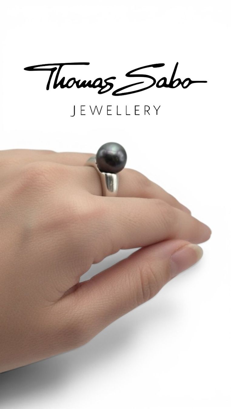 Anelli: Bague THOMAS SABO Argent & Perle synthétique Noire – Usato da Clarens venduto da Rimany