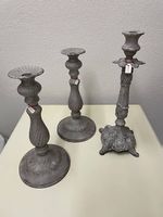 Kerzenständer NEU, grau, massiv Metall