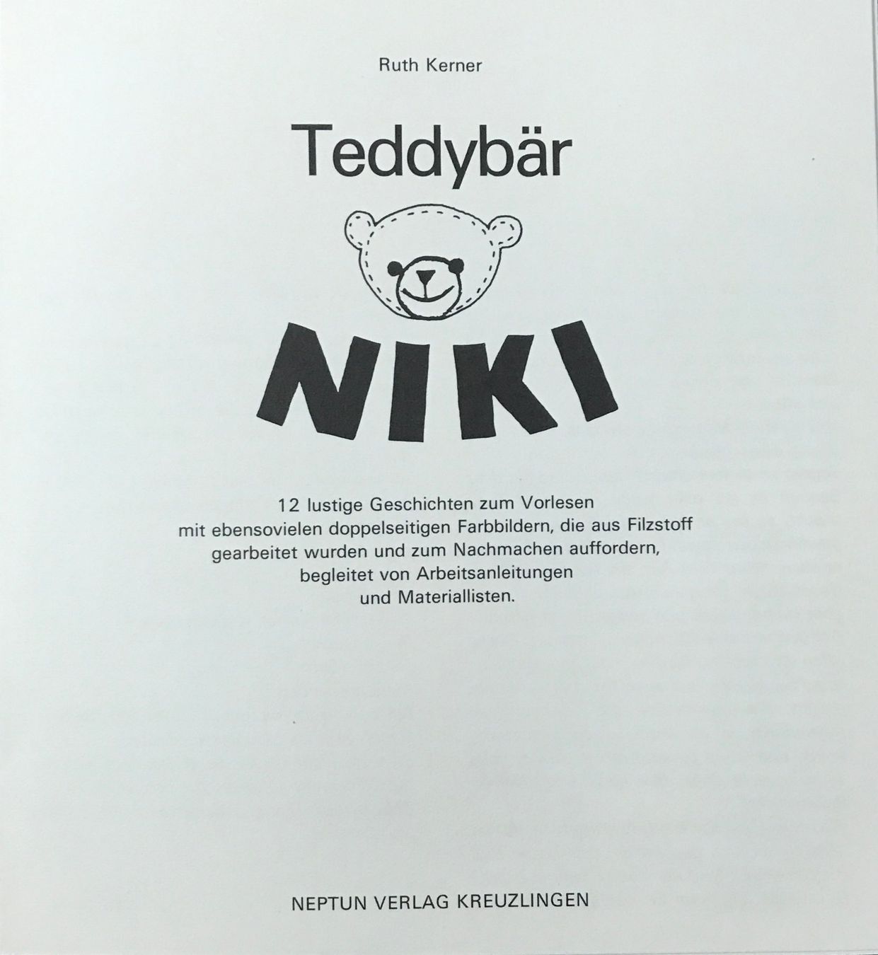 Libri: Kerner Ruth, Teddybär Niki – Nuovo (secondo la descrizione) da Sarnen venduto da Livres 2
