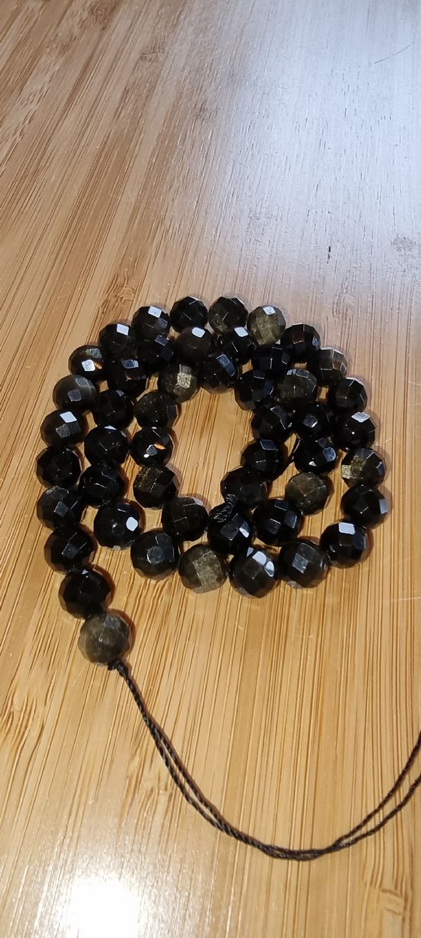 Minerali & Pietre curative: Obsidian 8mm. facettiert Strang – Nuovo e nell'imballaggio originale da Menziken venduto da Mirager 2