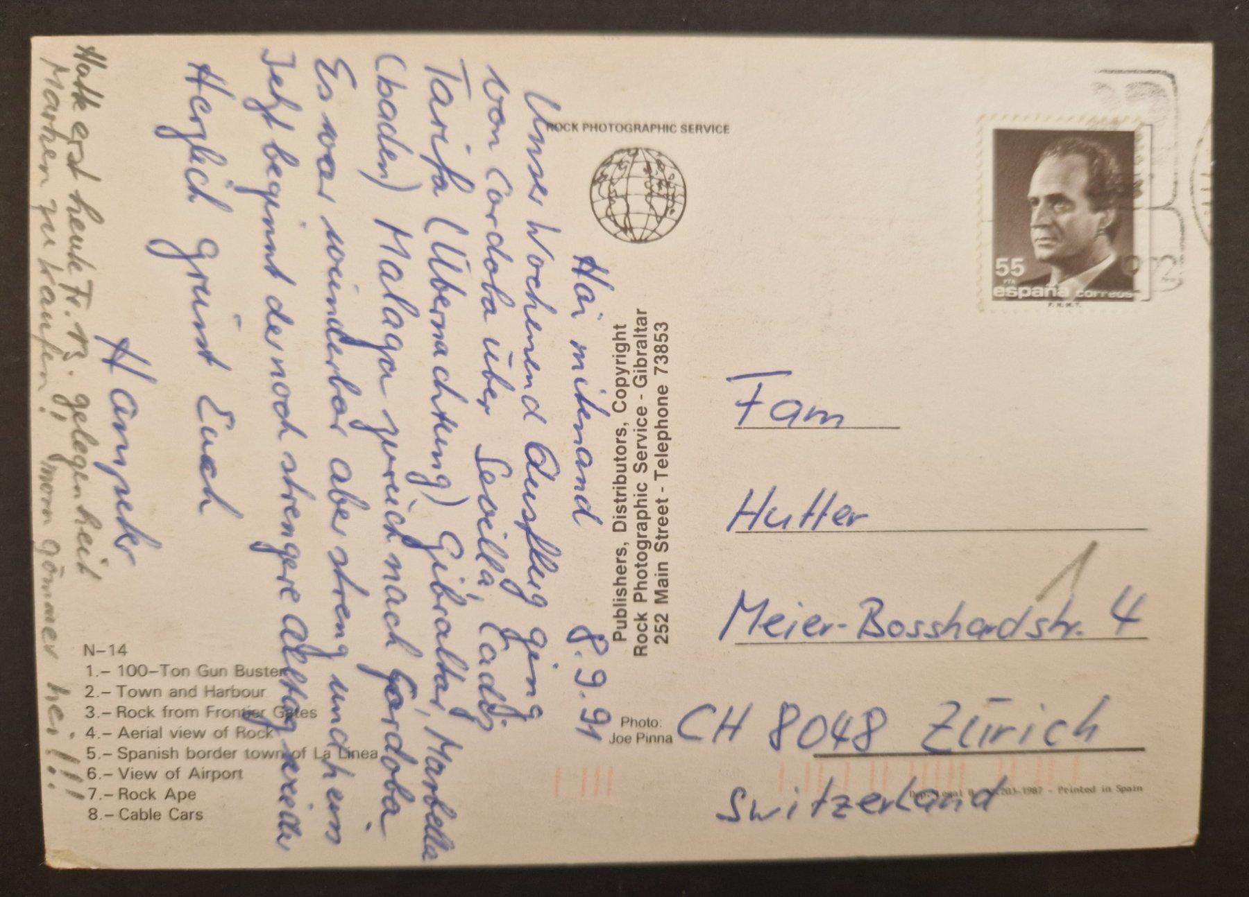 Cartoline postali: Gibraltar Mehrbildkarte 1991 – Usato da Melchnau venduto da Fishel 1