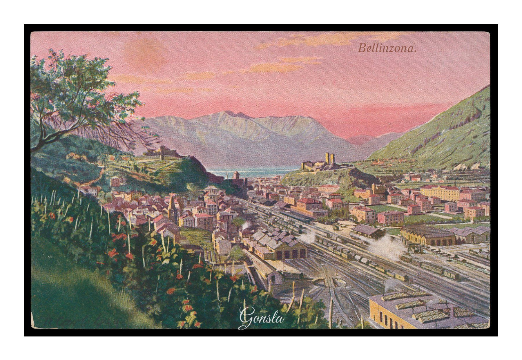 Cartoline postali: BELLINZONA GARE - 1930 "Vue générale" – Usato da Onex venduto da gonsla01