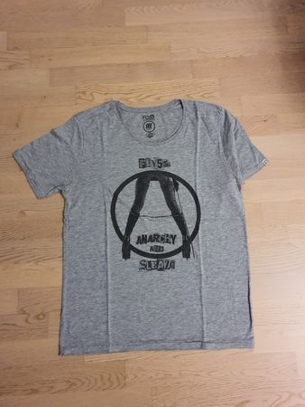FLY53 Anarchy Sleaze T-Shirt, mens XL, Grey Cotton Top