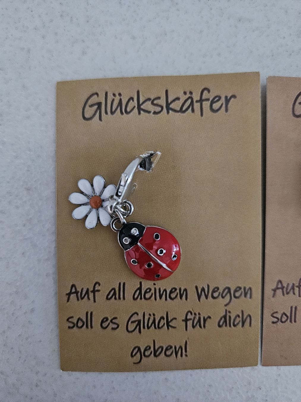 Ciondoli: Glücksbringer Marienkäfer mit Blümchen Anhänger Set 2 Stck – Nuovo e nell'imballaggio originale da Oftringen venduto da Mrg3 1