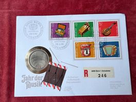 JAHR DER MUSIK - Münzbrief 28.5.85 - Gedenk 5 Fr. 1985 - FDC
