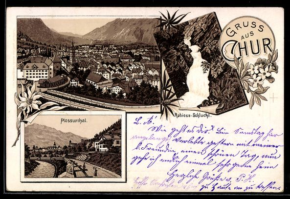 Ansichtskarten: Litho Chur, Gesamtansicht, Rabiosa-Schlu – Gebraucht aus Berlin von bartko-reher