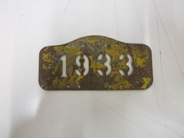 Antik Vélonummer Plaque Vélo Fahrrad VD 1933 Oldtimer
