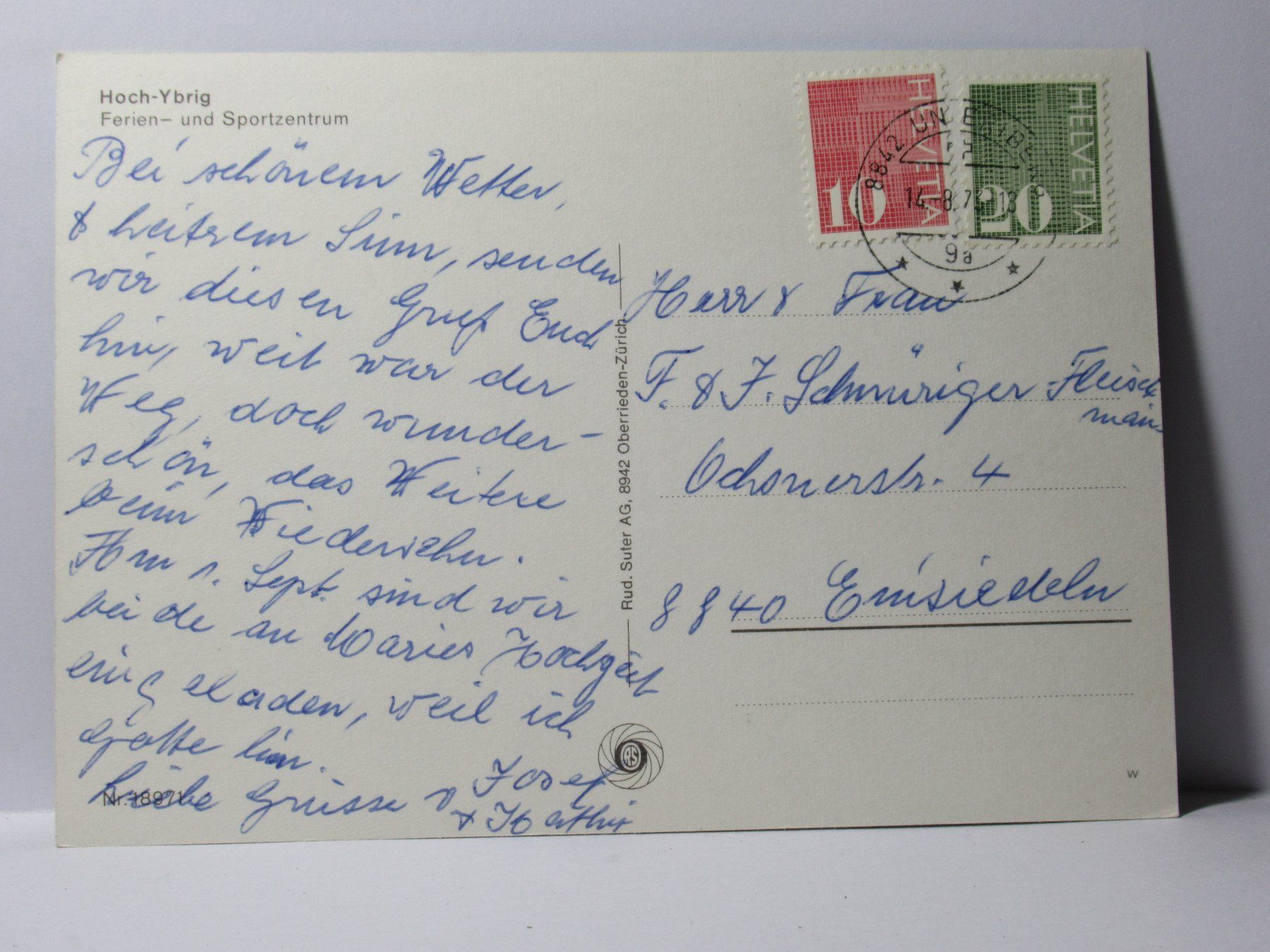 Cartoline postali: Hoch - Ybrig  , Sesselbahn – Usato da Grenchen venduto da Bluemchen1900 1
