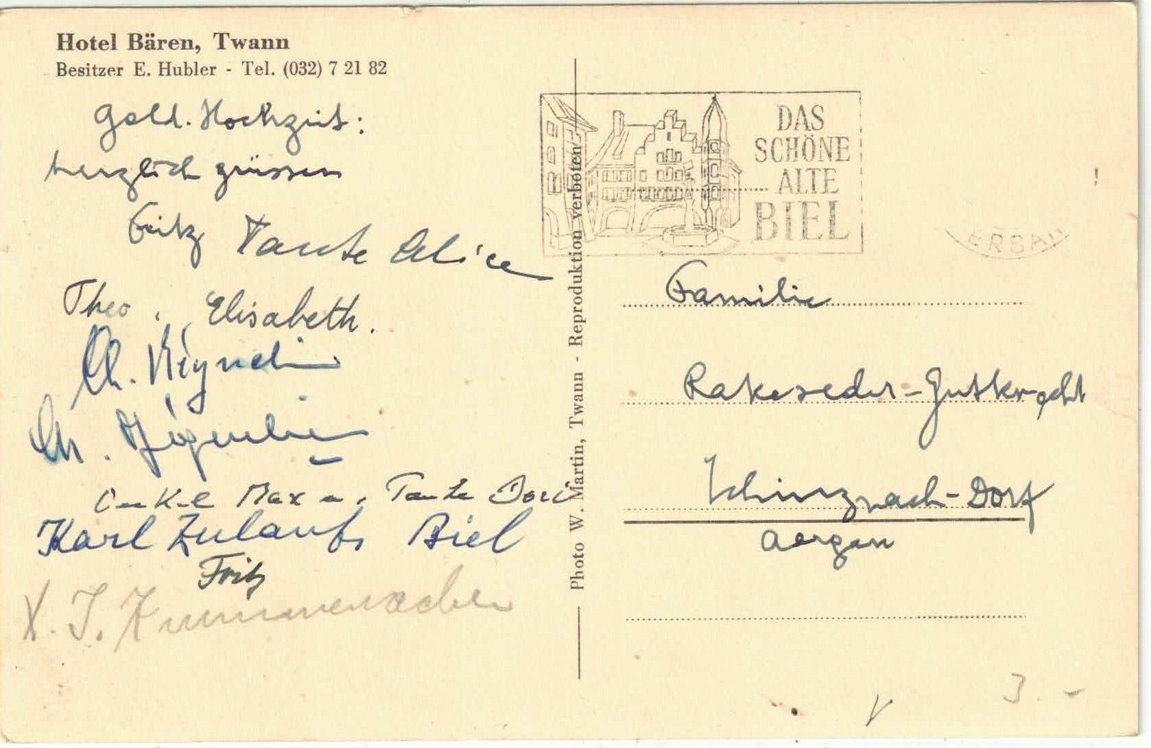 Cartes postales: Twann - Hotel Bären – D'occasion à Ettingen par Kartenplanet 1
