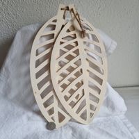 2er Set neue sehr grosse Holzblätter mit Schnur 33 x 16,5 cm