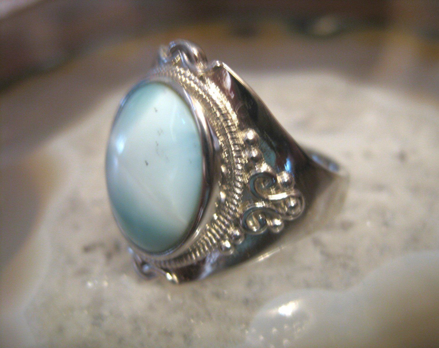 Ringe: HANDGEM. 925° PLATINUM PLÄITID LARIMARST.RING MP DM 18,5; 19 – Neu (gemäss Beschreibung) aus Weiningen ZH von actera