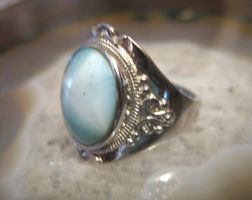 HANDGEM. 925° PLATINUM PLÄITID LARIMARST.RING MP DM 18,5; 19
