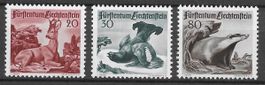 1950: Liechtenstein Jagdserie III Nr.232-234 **