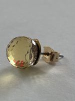 1 lone Earring stud, gold tone with yellow stone