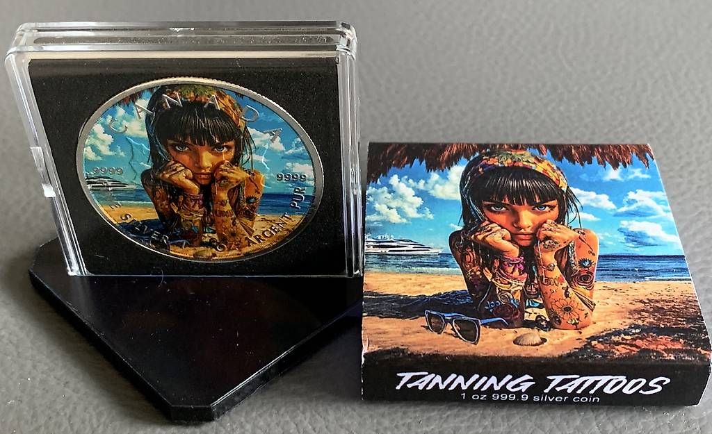 Tutti le monete: 2025 Canada Farbiger Round Tanning Tattoos 1Oz Silber COLOR – Nuovo e nell'imballaggio originale da Wetzikon ZH venduto da Nicki6 1