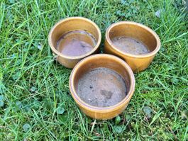 3er Set: Rustikale Keramikschalen für den Garten!