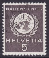 Dienstmarke ONU SBK-Nr. 22 (UNO-Signet 1955) gestempelt