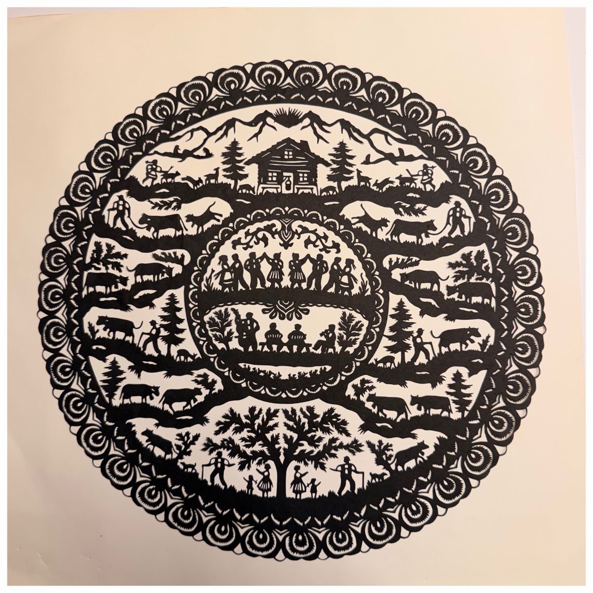 Grafica & Litografie: Traditionellen schweizerischen Scherenschnitt - Alpaufzug – Nuovo (secondo la descrizione) da Schlieren venduto da KaRoPue