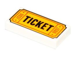 Lego 2x Fliese 1x2 mit " Ticket" Muster(3069pb0584)