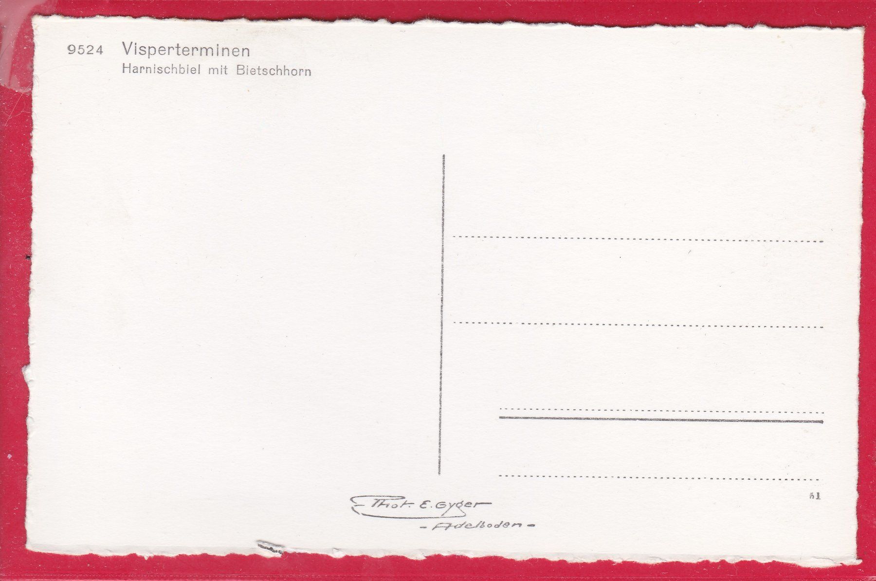 Cartoline postali: VISPERTERMINEN, HARNISCHBIEL MIT BIETSCHHORN – Usato da Oberrieden venduto da Gebirgsstelze 1