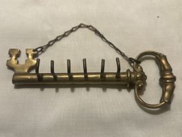 Antiker Schlüssel Kleiderhaken Wandgarderobe Messing Deko