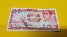 5 Dalasis Gambia Banknote, Sammlerstück, Rarität! 1972