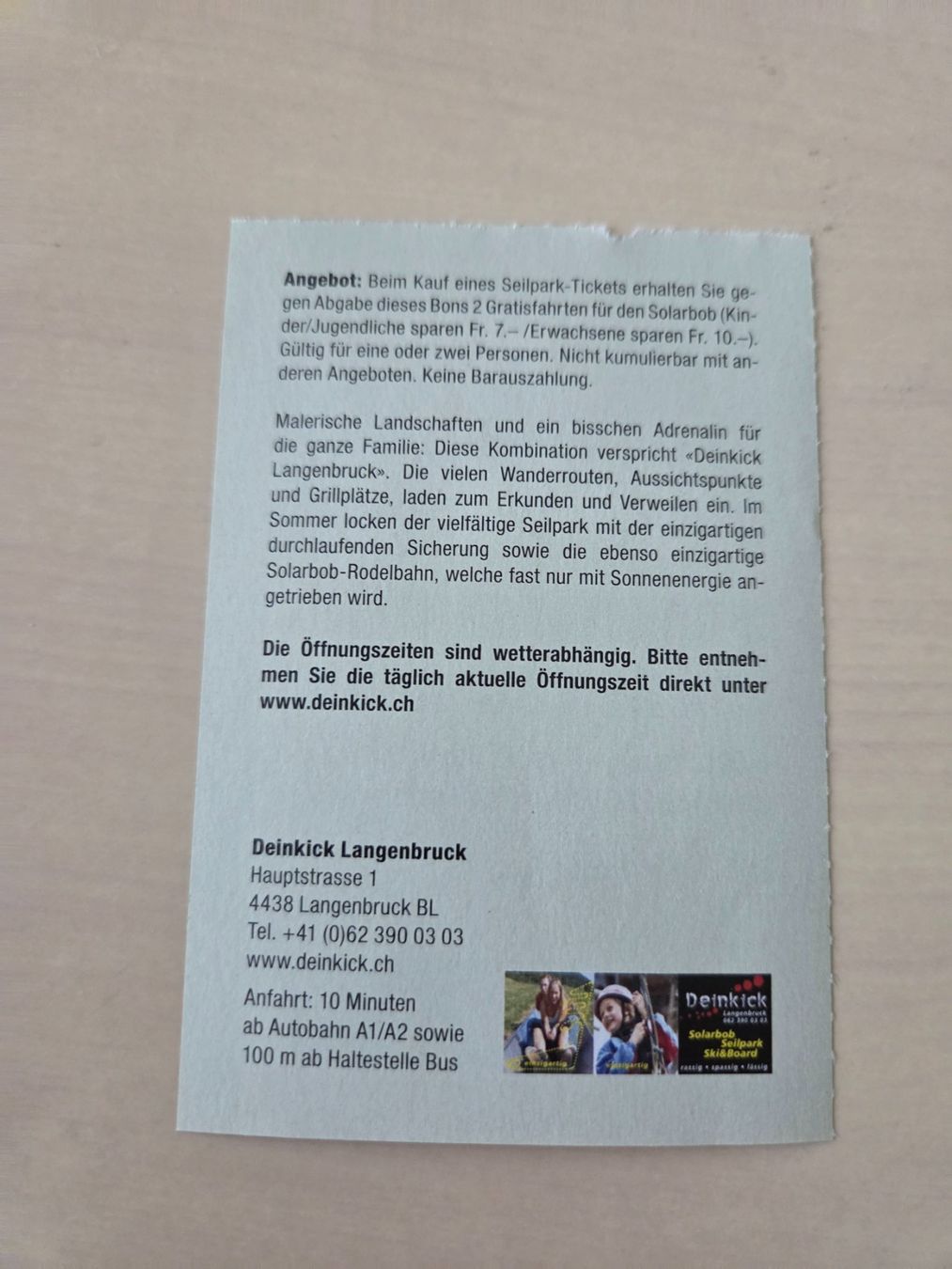 Buoni: Gratisfahrten Solarbob Langenbruck – Usato da Liestal venduto da ITOlio 1