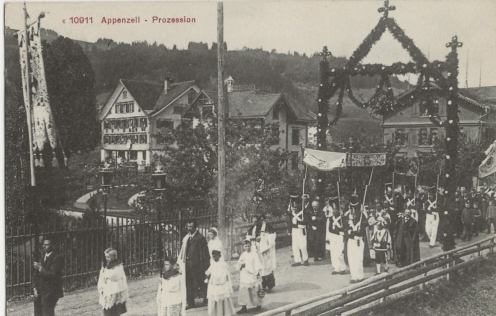 Cartoline postali: Appenzell, Prozession, 1917 – Usato da Frauenfeld venduto da Merk52