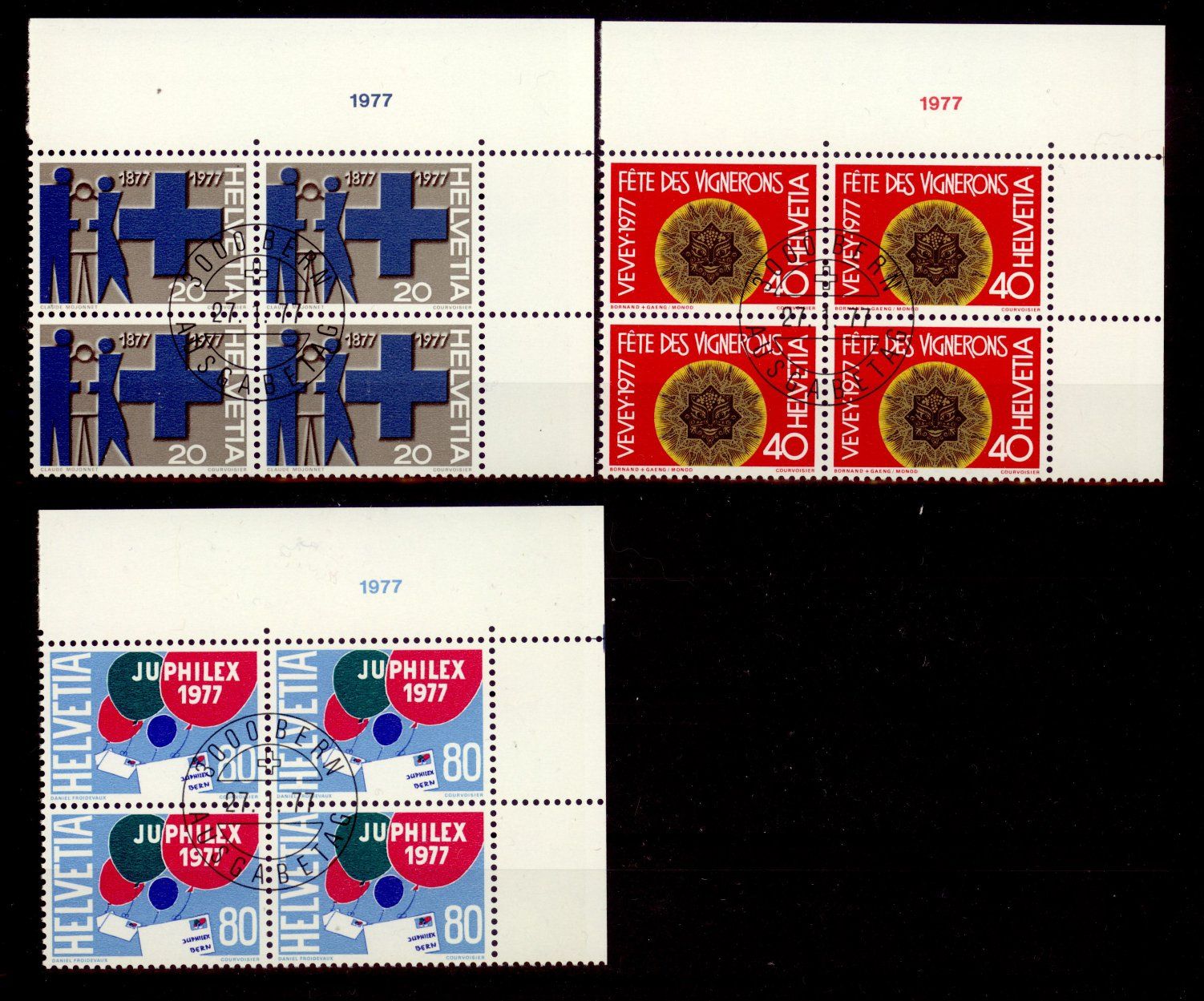 Alle Briefmarken: 1977, Sonderpostmarken, Viererblöcke, ET – Gebraucht aus Willisau von Vollstempel