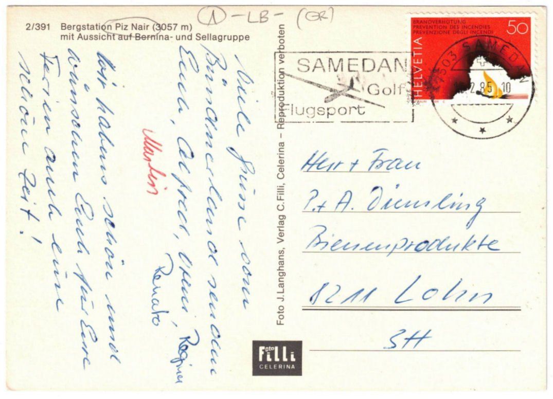 Cartoline postali: St. Moritz - Luftseilbahn Corviglia--Piz Nair – Usato da Binningen venduto da Mountainrider 1