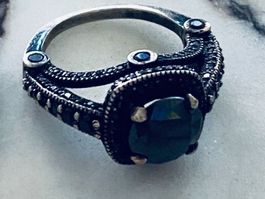 Antique Black Diamond 3.5 carats Black Rhodium SS925 Ring