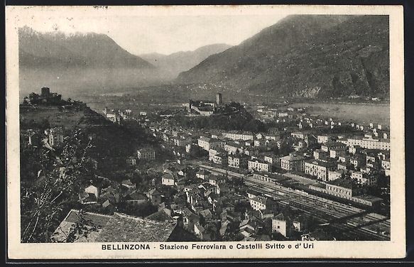 Cartoline postali: Bellinzona, Stazione Ferroviara e Castel – Usato da Berlin venduto da bartko-reher