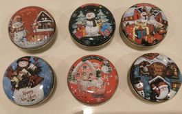 neue Metalldose mit Weihnachtsmotiven
