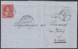 1869, Nr.38 von SERRIERES (NE) - SION + mit Zier-Kopf innen!