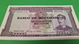 Originale 500 Escudos Banknote aus Mocambique, 1967!