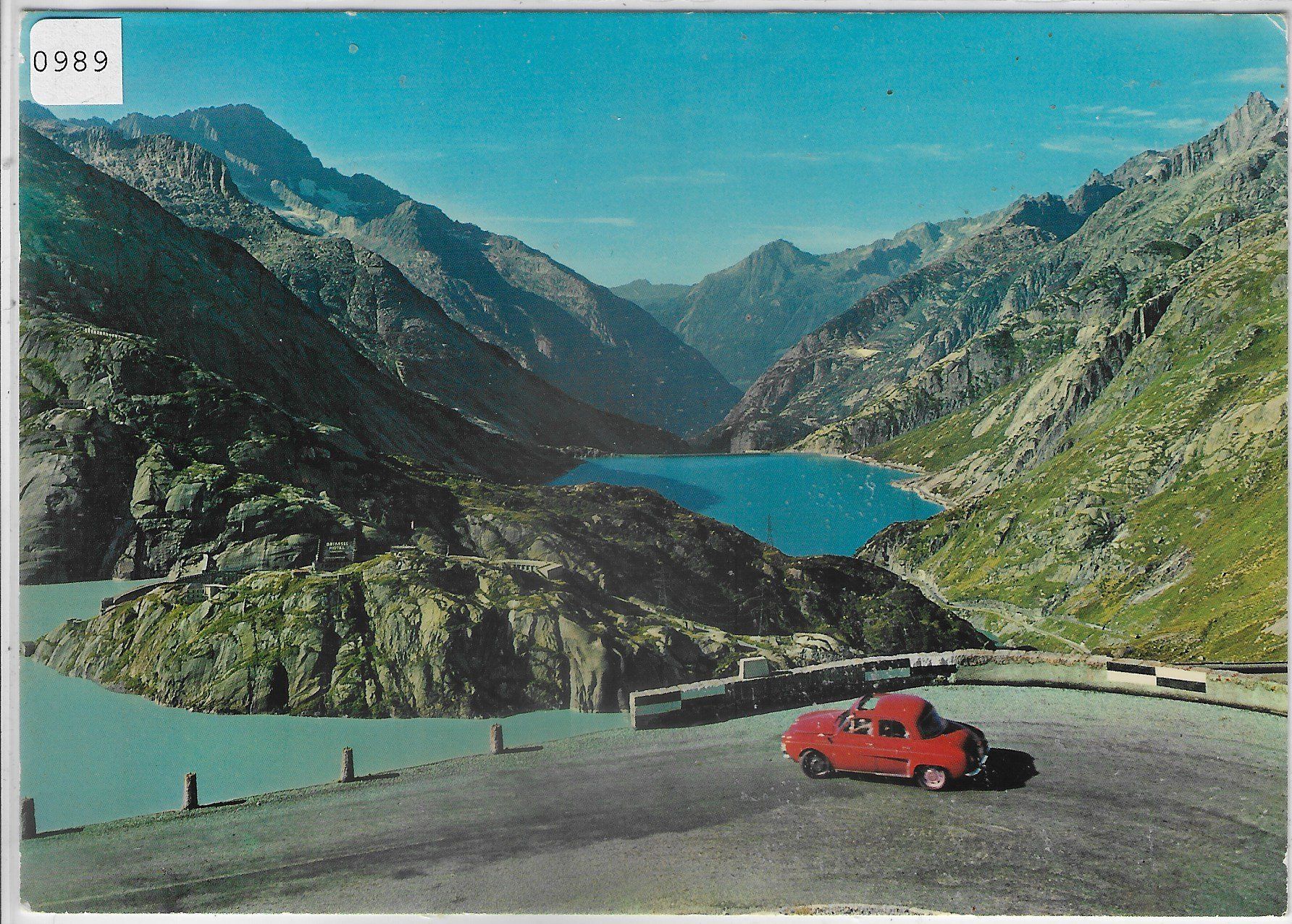 Ansichtskarten: Grimsel-Hospiz - Grimselpass - Stausee mit Auto – Gebraucht aus Ettingen von Kartenplanet