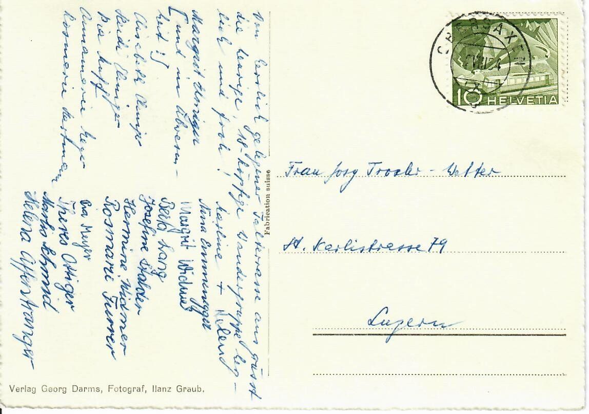 Ansichtskarten: Miraniga 1954 – Gebraucht aus Hochdorf von Ziegel-16 1