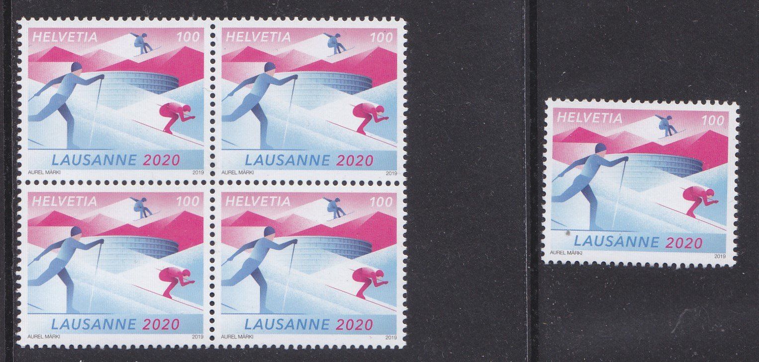 Tous les timbres: 2019  Viererblock + Einzelmarke  LAUSANNE  ** Postfrisch ** – Neuf (Voir description) à Adliswil par Aenti