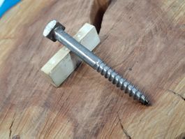 1 antike 4-Kant Holz Schraube, Ø 1cm x 10cm (LOT3509#NSH6)
