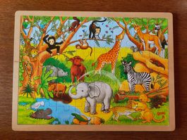 Goki Holzpuzzle Dschungeltiere, 28 Teile - Top Zustand!
