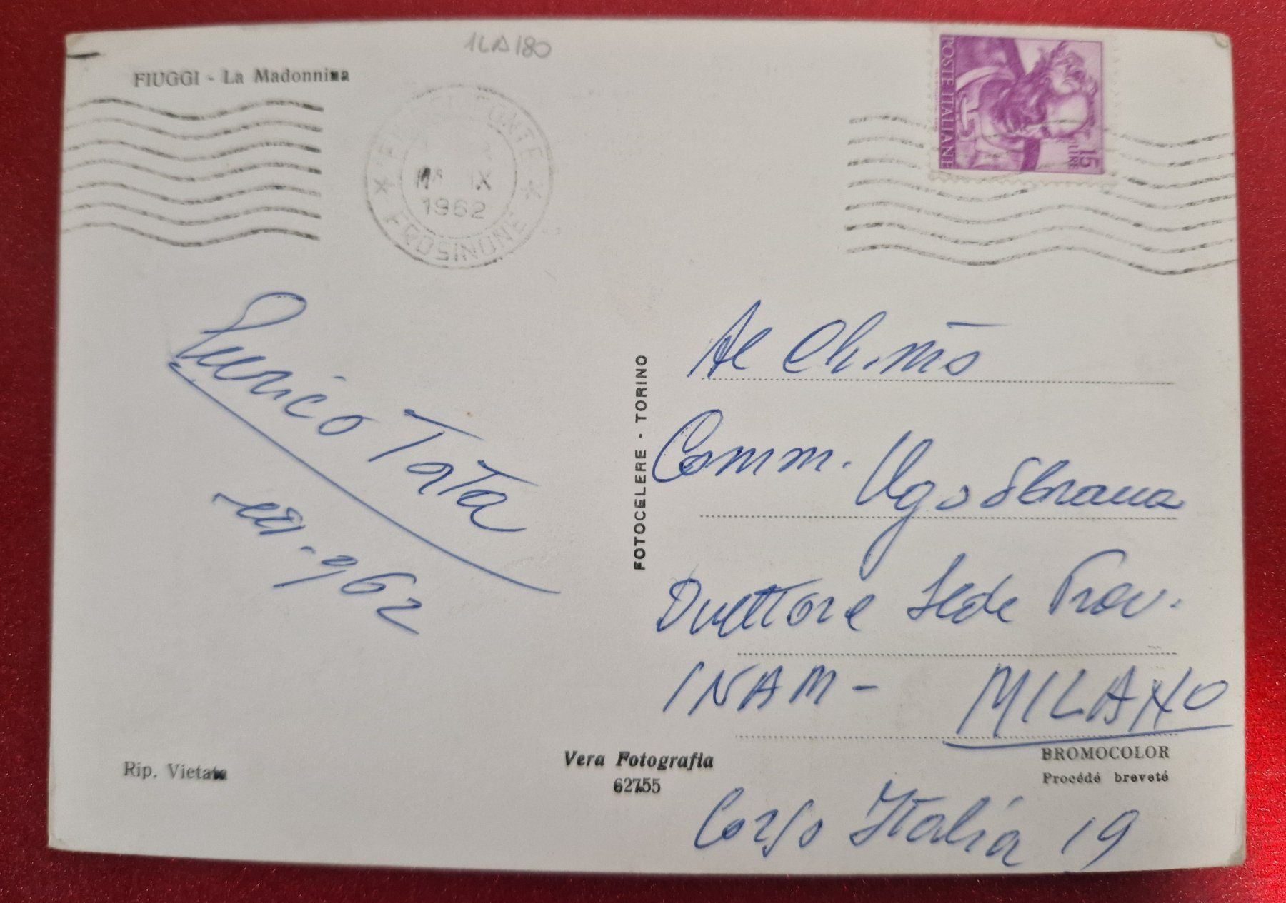 Cartoline postali: Fiuggi - La Madonnina 1962 – Usato da Melchnau venduto da Arthurius 1