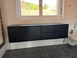 Wandschrank S+ Kasten-Set schwarz matt zwei Teile gebraucht
