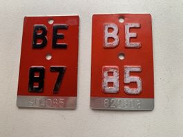 Velonummern BE 85 + 87, Rot